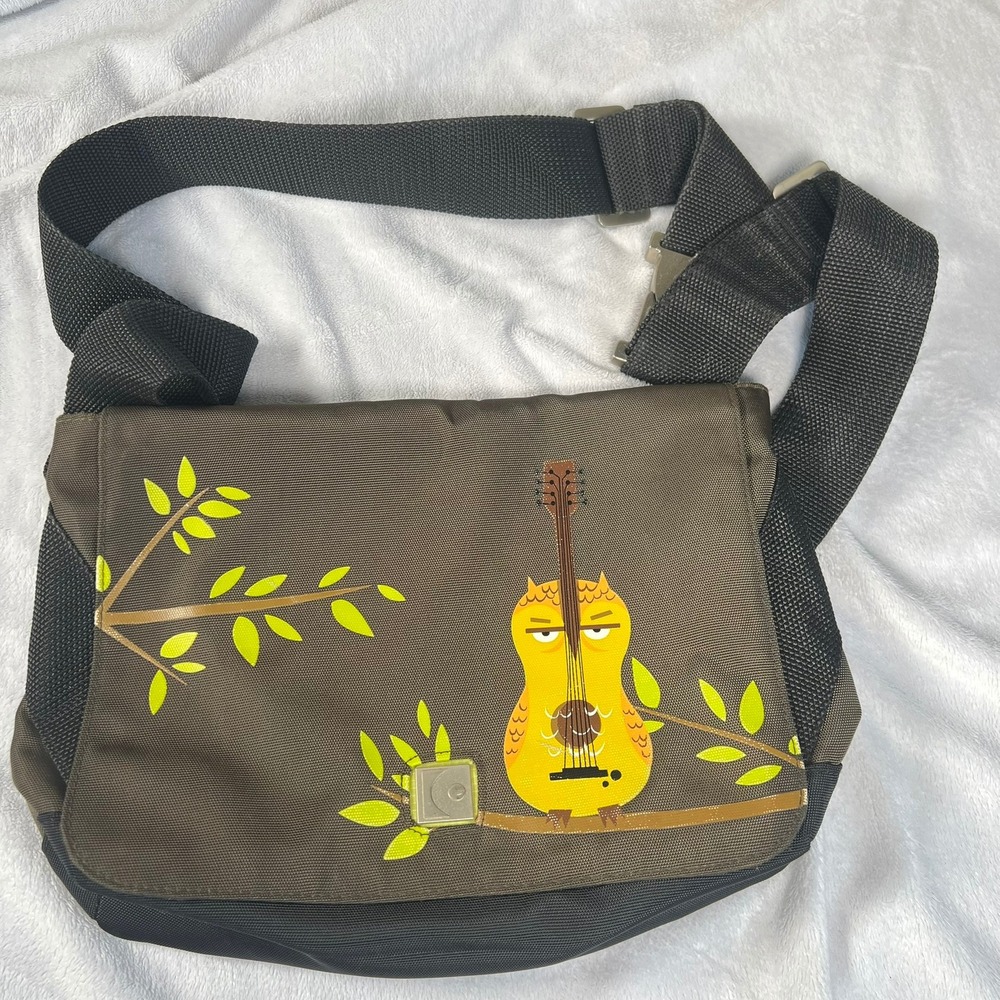 Gama-Go‎ Owl Guitar Messenger Bag Adjustable Strap Retro Graphic Shoulder Bag